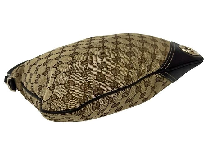 Borsa Tote a Spalla GUCCI in Tela e Pelle Marrone - vista 7