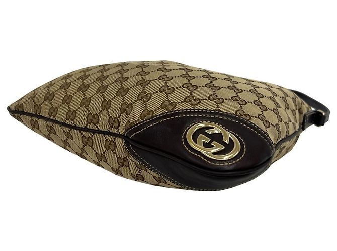 Borsa Tote a Spalla GUCCI in Tela e Pelle Marrone - vista 8