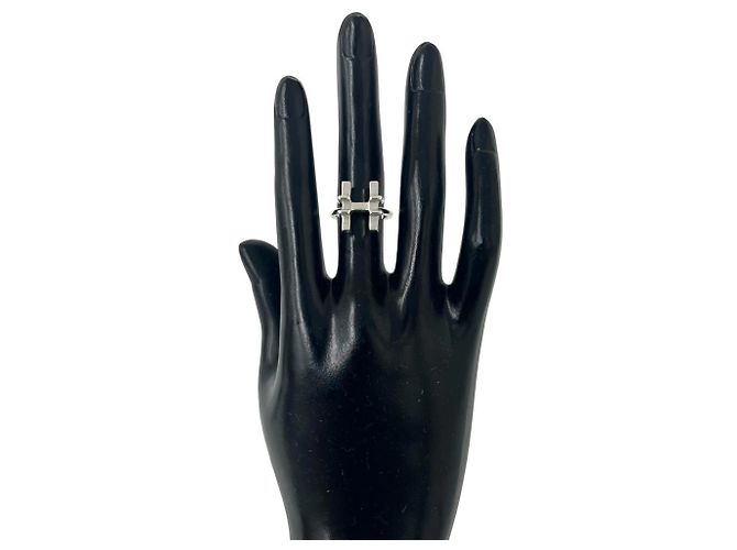 Hermès Hermes Vintage H Motif Band Ring Silber - Ansicht 2