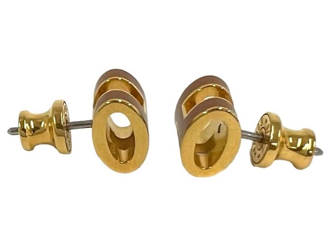 Hermès Brincos Mini Pop H Stud Earrings Hermes Marrom Dourado - vista 4