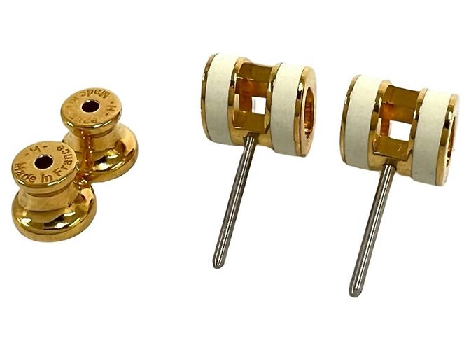 Hermès HERMES Mini Pop H Stud Earrings Golden Cream - view 7