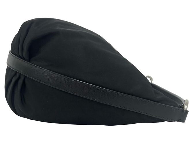 Saffiano Borsa a tracolla Prada con logo triangolare in metallo Nero - vista 6