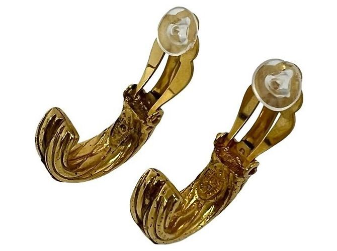 Timeless Chanel Vintage Ohrringe mit Coco Mark Motiv Golden - Ansicht 7