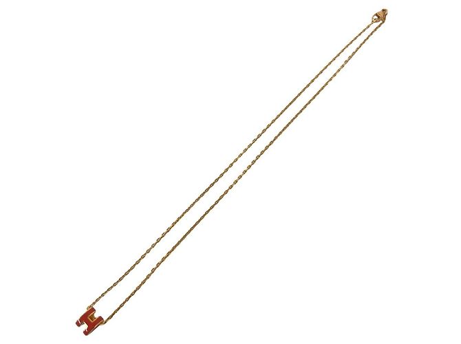 Hermès HERMES Mini Pop H Halskette mit vergoldetem Anhänger Rot Golden - Ansicht 6