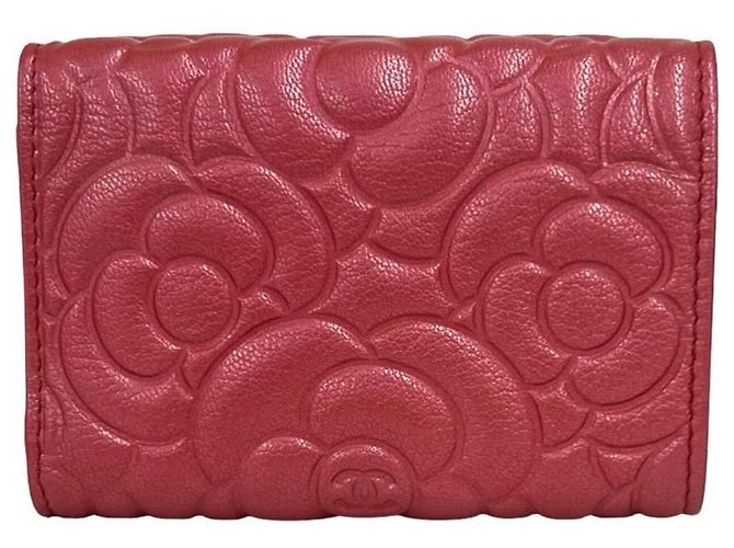 Portafoglio tri-fold in pelle Chanel Coco Mark Camellia Rosso - vista 2