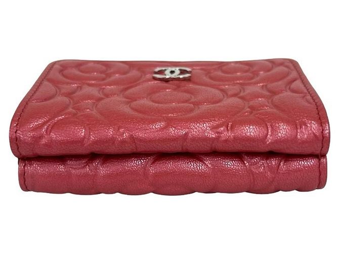 Portafoglio tri-fold in pelle Chanel Coco Mark Camellia Rosso - vista 3