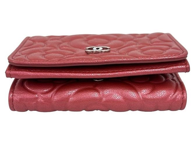 Portafoglio tri-fold in pelle Chanel Coco Mark Camellia Rosso - vista 6