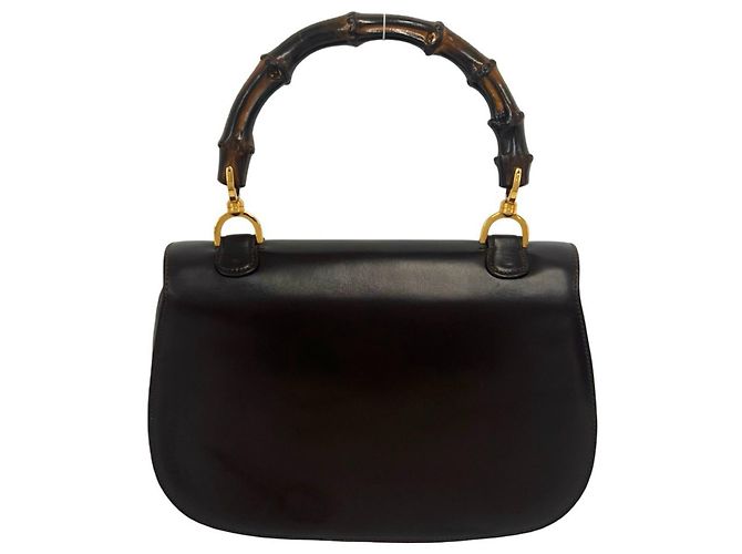 Bamboo Borsa a mano Mini Tote in pelle e bambù vintage Gucci Marrone - vista 2