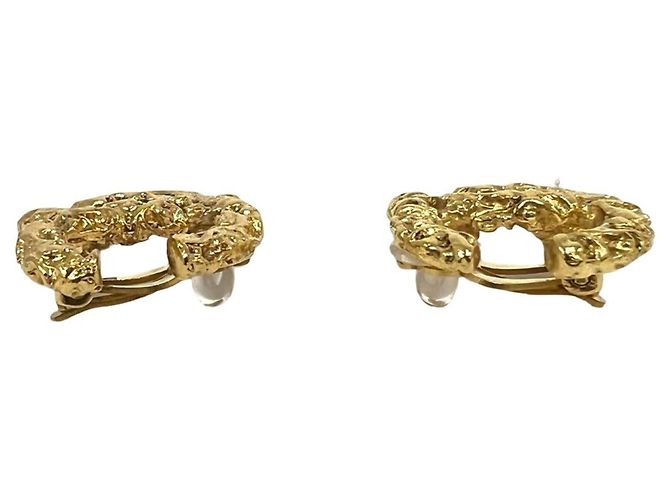 Orecchini a clip Chanel Vintage Coco Mark motivo lava D'oro - vista 3