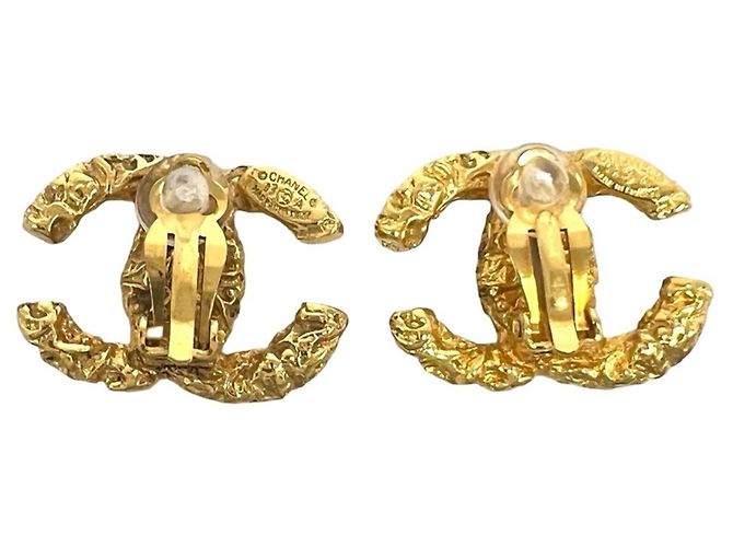 Orecchini a clip Chanel Vintage Coco Mark motivo lava D'oro - vista 5