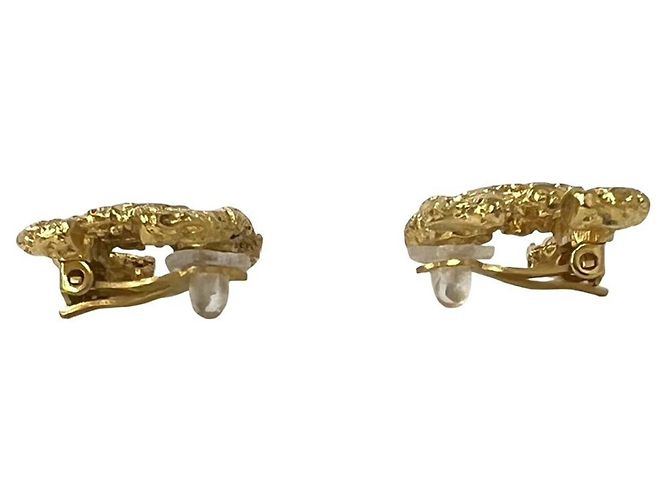 Orecchini a clip Chanel Vintage Coco Mark motivo lava D'oro - vista 4