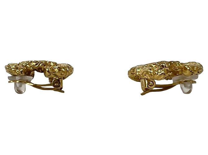 Orecchini a clip Chanel Vintage Coco Mark motivo lava D'oro - vista 5