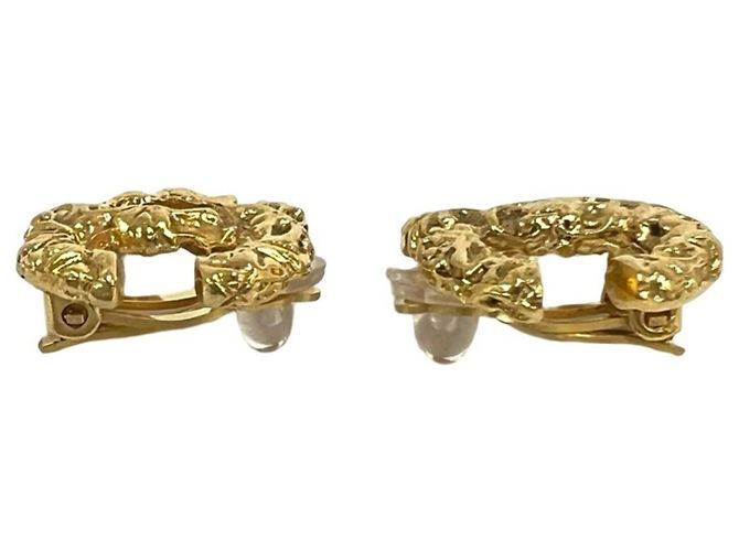 Orecchini Chanel Vintage Coco Mark Motivo Lava D'oro - vista 4
