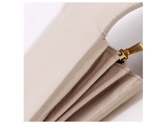 Céline Celine Large Flap Wallet aus Kalbsleder Beige - Ansicht 14