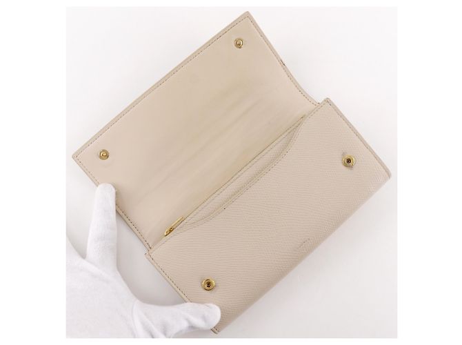 Céline Celine Large Flap Wallet aus Kalbsleder Beige - Ansicht 5