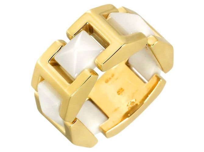 Versace 1 Ring aus 18K Gelbgold und weißer Keramik Golden - Ansicht 2