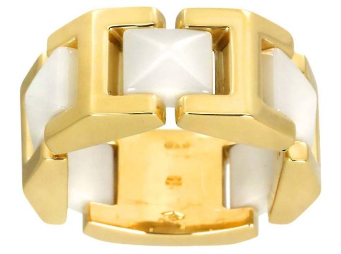 Versace 1 Ring aus 18K Gelbgold und weißer Keramik Golden - Ansicht 3
