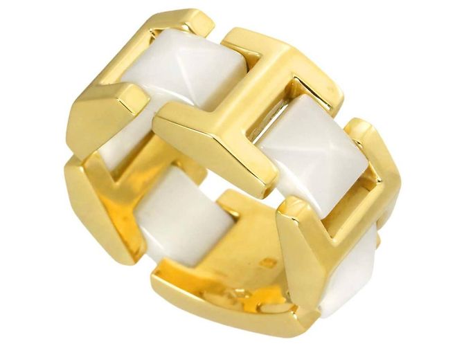 Versace 1 Ring aus 18K Gelbgold und weißer Keramik Golden - Ansicht 6