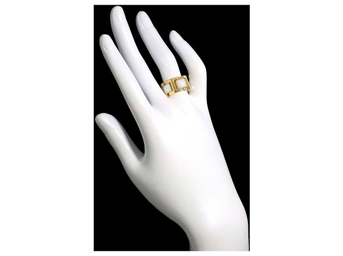 Versace 1 Ring aus 18K Gelbgold und weißer Keramik Golden - Ansicht 8