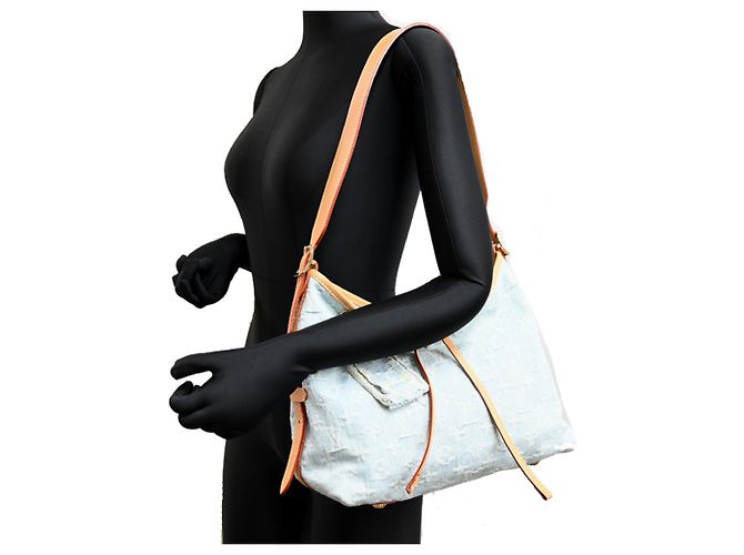 Borsa a tracolla da donna Louis Vuitton Carryall NM PM Blu - vista 9