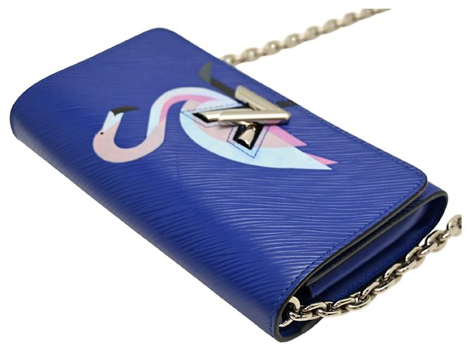 Louis Vuitton Portefeuille Twist Chain Flamingo Long Wallet Blu Multicolore - vista 4