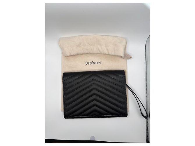 Autre Marque Cartera Saint Laurent de piel acolchada negra Negro - vista 2