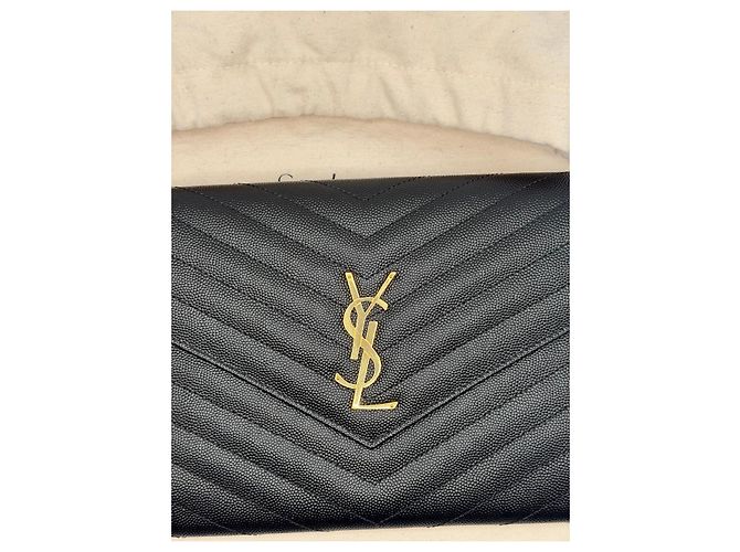 Autre Marque Cartera Saint Laurent de piel acolchada negra Negro - vista 3