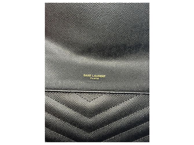 Autre Marque Cartera Saint Laurent de piel acolchada negra Negro - vista 4