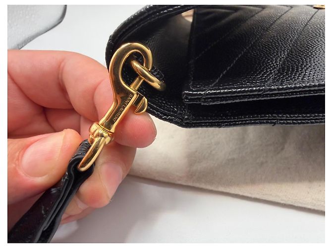 Autre Marque Cartera Saint Laurent de piel acolchada negra Negro - vista 8