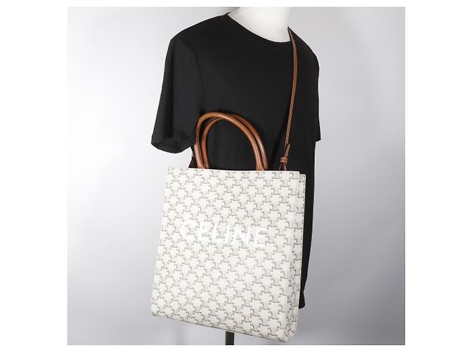 Céline Sac à main Celine Vertical Cabas Blanc - vue 15