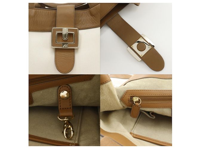 Borsa Tote Anya Hindmarch in tela e pelle Marrone Bianco - vista 13
