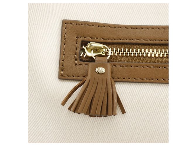 Borsa Tote Anya Hindmarch in tela e pelle Marrone Bianco - vista 14