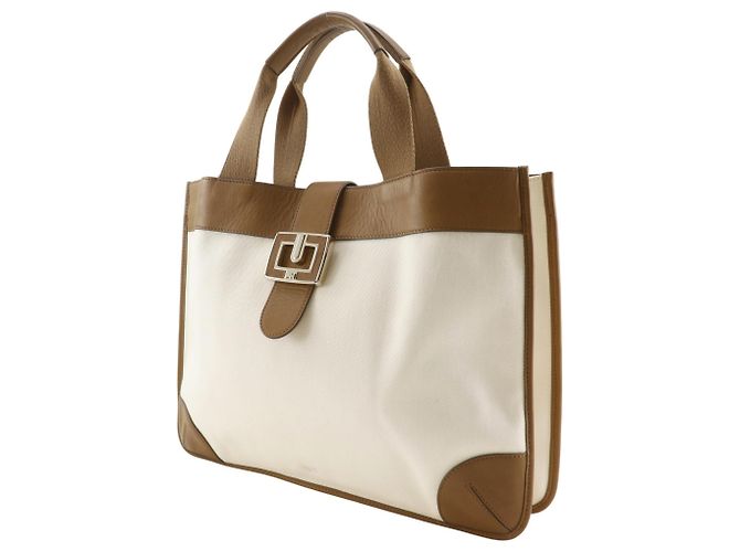 Borsa Tote Anya Hindmarch in tela e pelle Marrone Bianco - vista 2