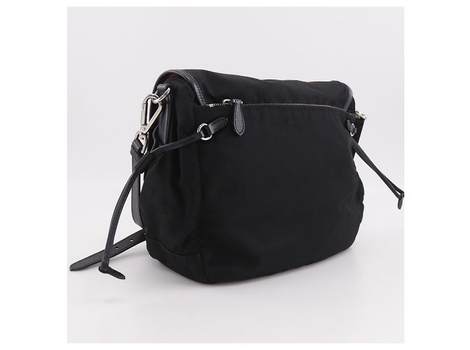 Prada Nylon Schultertasche Schwarz mit Logo - Ansicht 3