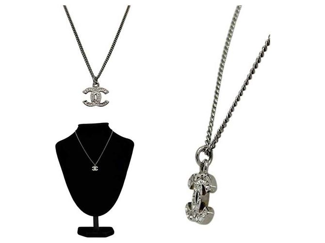 Collana Chanel in strass argento - vista 2
