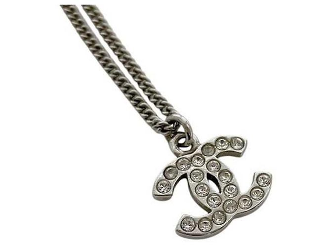 Collana Chanel in strass argento - vista 4