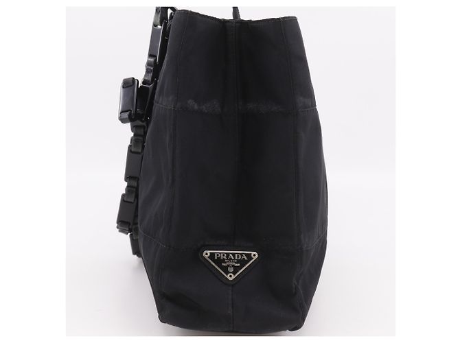 Prada Chain Shoulder Tote Bag Black - view 12