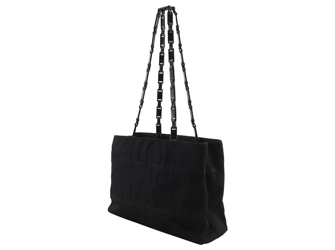 Prada Chain Shoulder Tote Bag Black - view 2