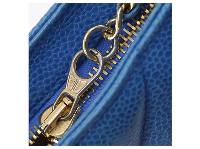 Borsa Tote Chanel Vintage Chevron Blu - vista 15
