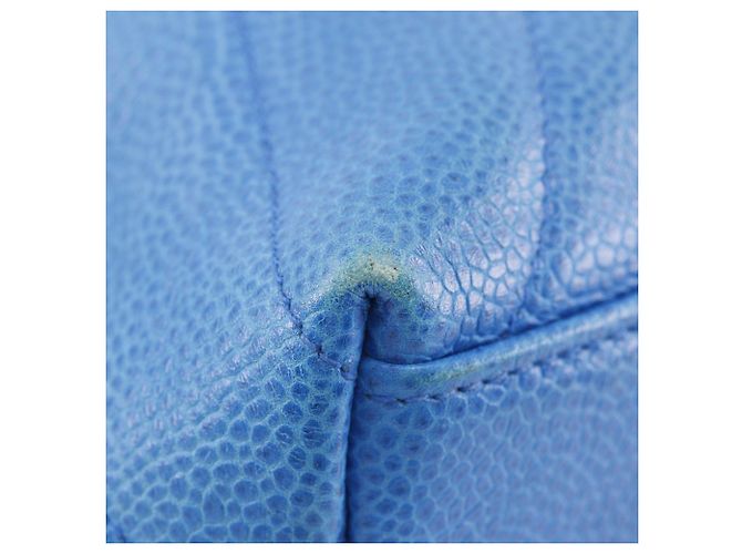 Borsa Tote Chanel Vintage Chevron Blu - vista 4
