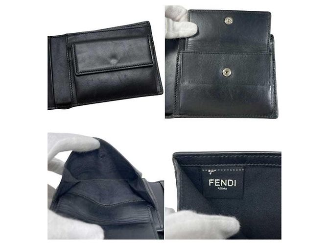 Fendi Bi-fold Wallet in Black Leather Brown - view 3