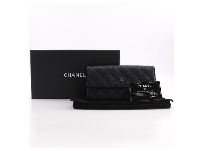 Cartera larga Chanel de piel de becerro granulada negra Negro - vista 19