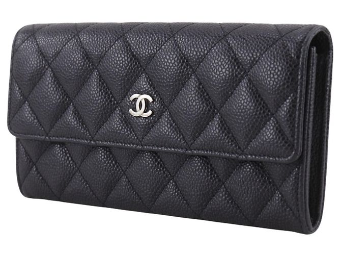 Cartera larga Chanel de piel de becerro granulada negra Negro - vista 2