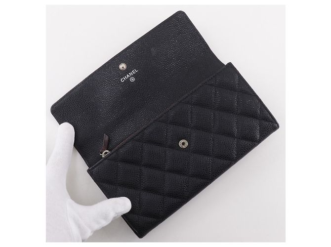Cartera larga Chanel de piel de becerro granulada negra Negro - vista 5
