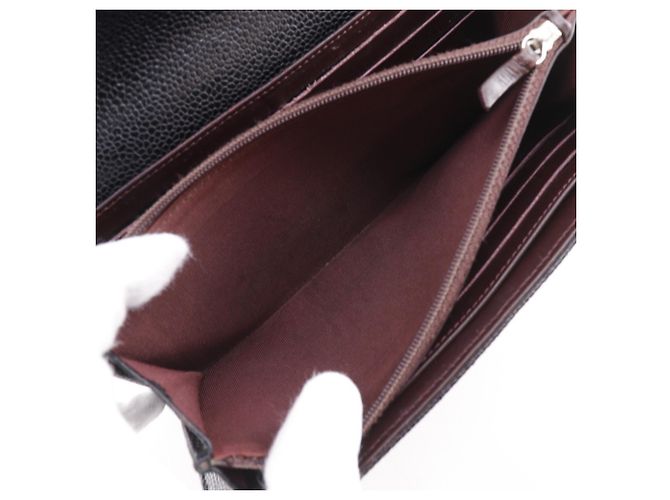 Cartera larga Chanel de piel de becerro granulada negra Negro - vista 8