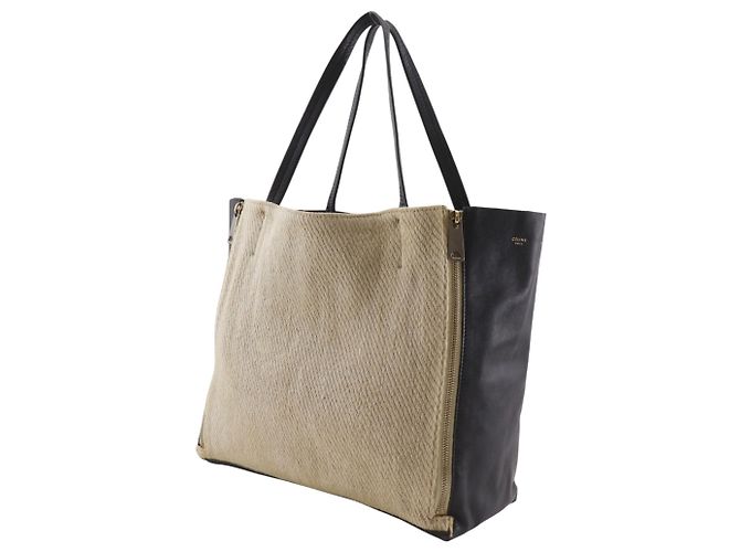 Céline Bolso Celine Cabas Kaba Gazette Tote Bag Negro Beige - vista 2