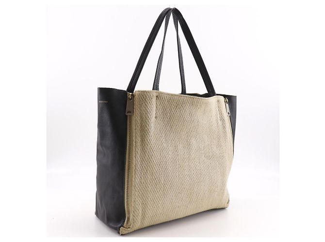 Céline Bolso Celine Cabas Kaba Gazette Tote Bag Negro Beige - vista 3