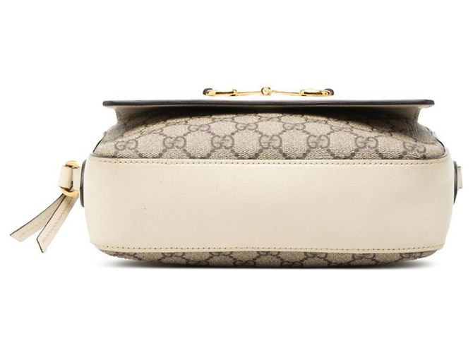Borsa a tracolla Gucci GG Supreme Horsebit Bianco Beige - vista 3