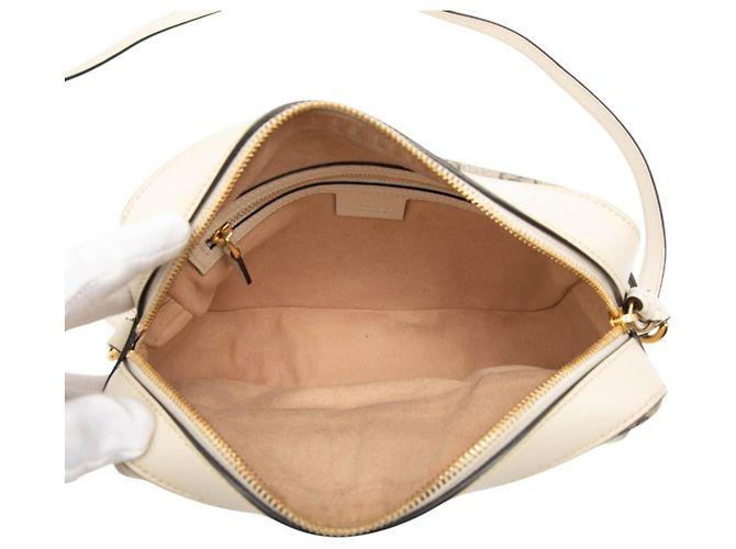 Borsa a tracolla Gucci GG Supreme Horsebit Bianco Beige - vista 4