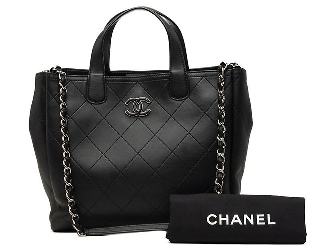 Chanel Coco Mark Wild Stitch Tote Bag Schwarz - Ansicht 7